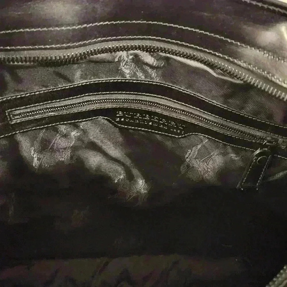 SOLD!! Burberry Men's Black Glazed Leather Studded Tote $1330 - Picture 4 of 16